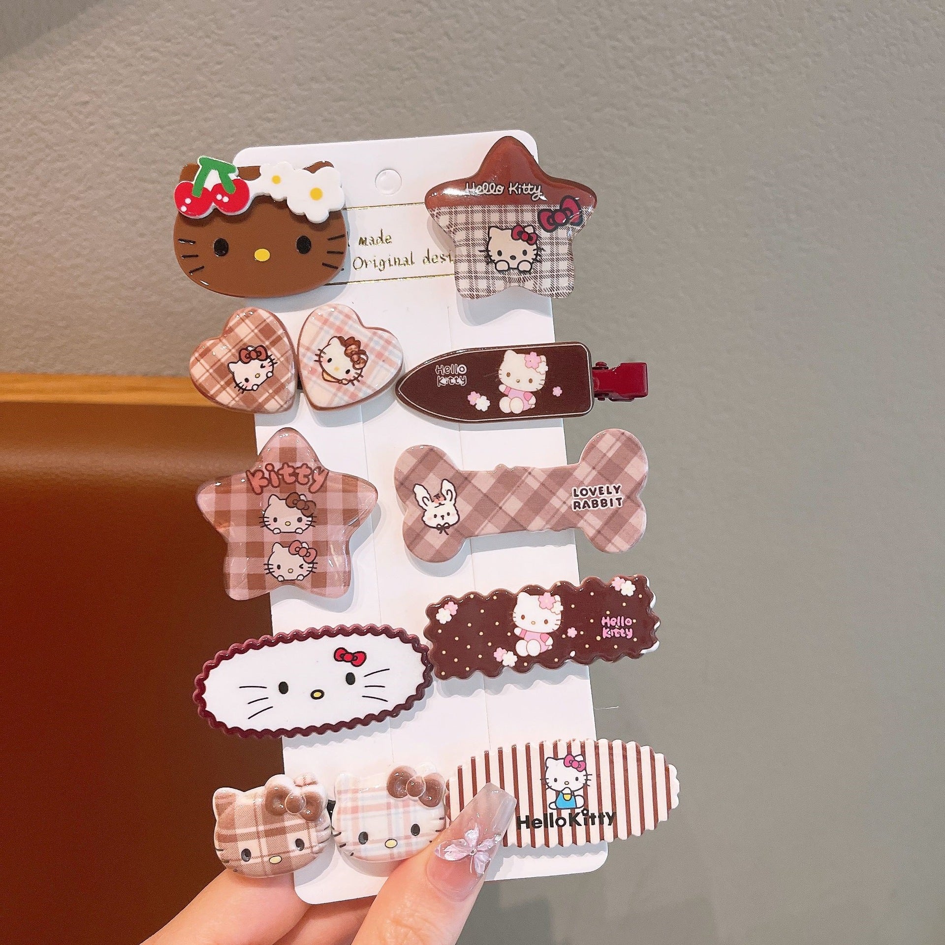 BARRETTE À CHEVEUX anti-glisse | SOCUTE rigollot différent petites filles mignonnes jolies ecole Maron