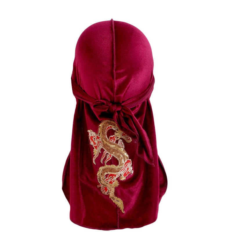 Durag Homme Rouge - Le Dragon - Cheveux ponpon