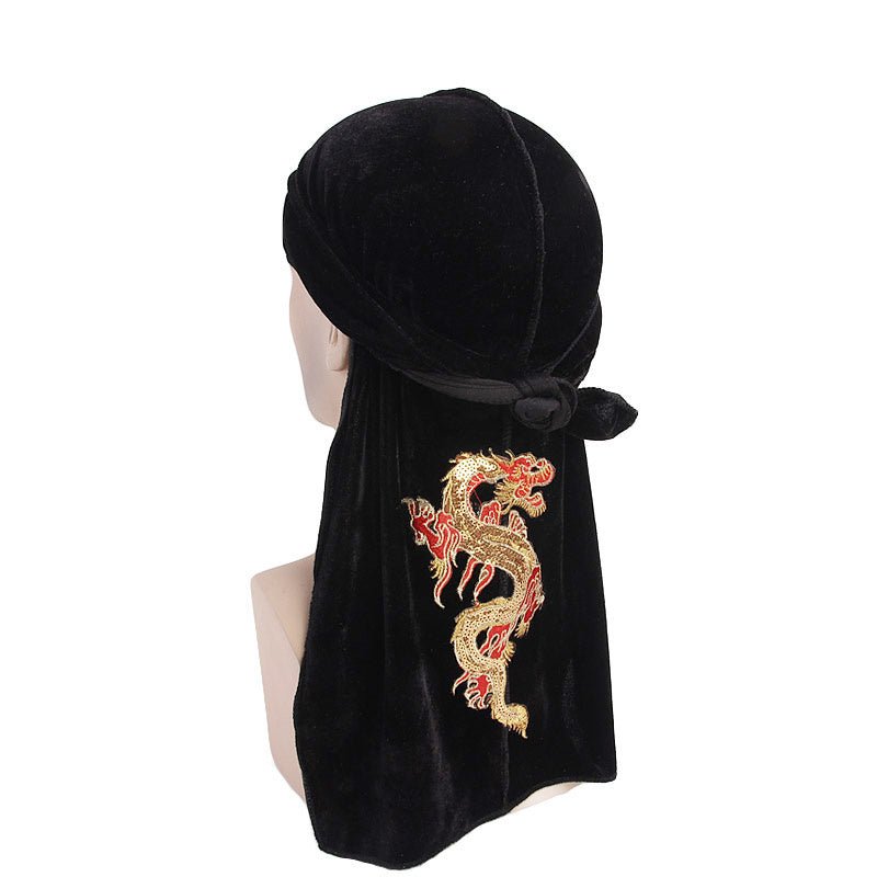 Durag - Dragon Rouge en Velours couleur noir vague wave homme femme
