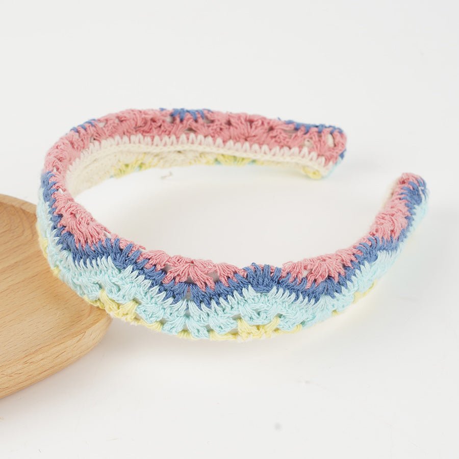 serre tete femme | tricote fraise rose vert tournesol