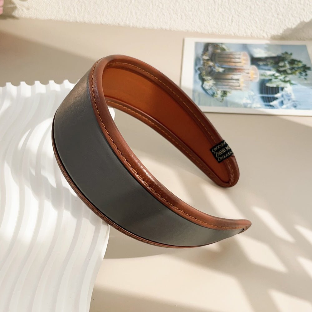 SERRE TETE LARGE Rembourré en Cuir PU - Style Rétro et Anti-Dérapant Gris