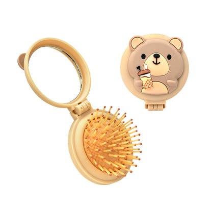 Brosse à Cheveux | Mini Miroire de Poche Pliant