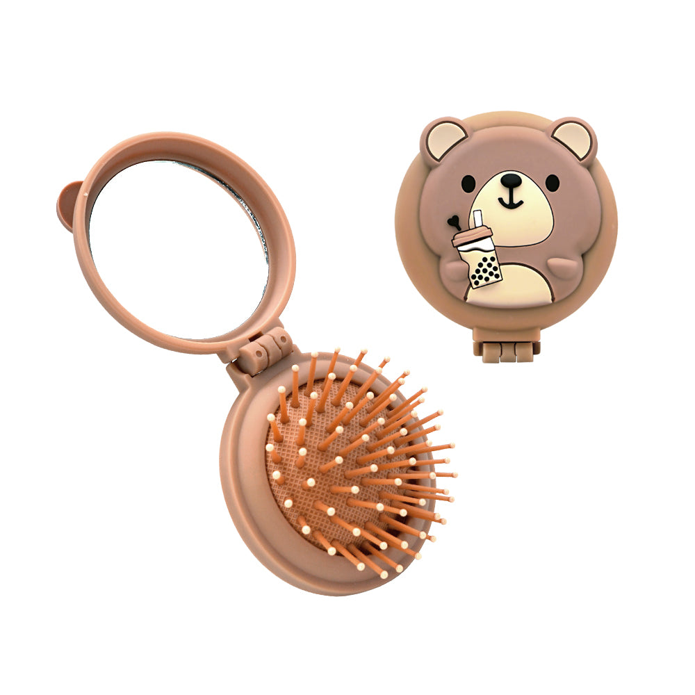 Brosse à Cheveux | Mini Miroire de Poche Pliant