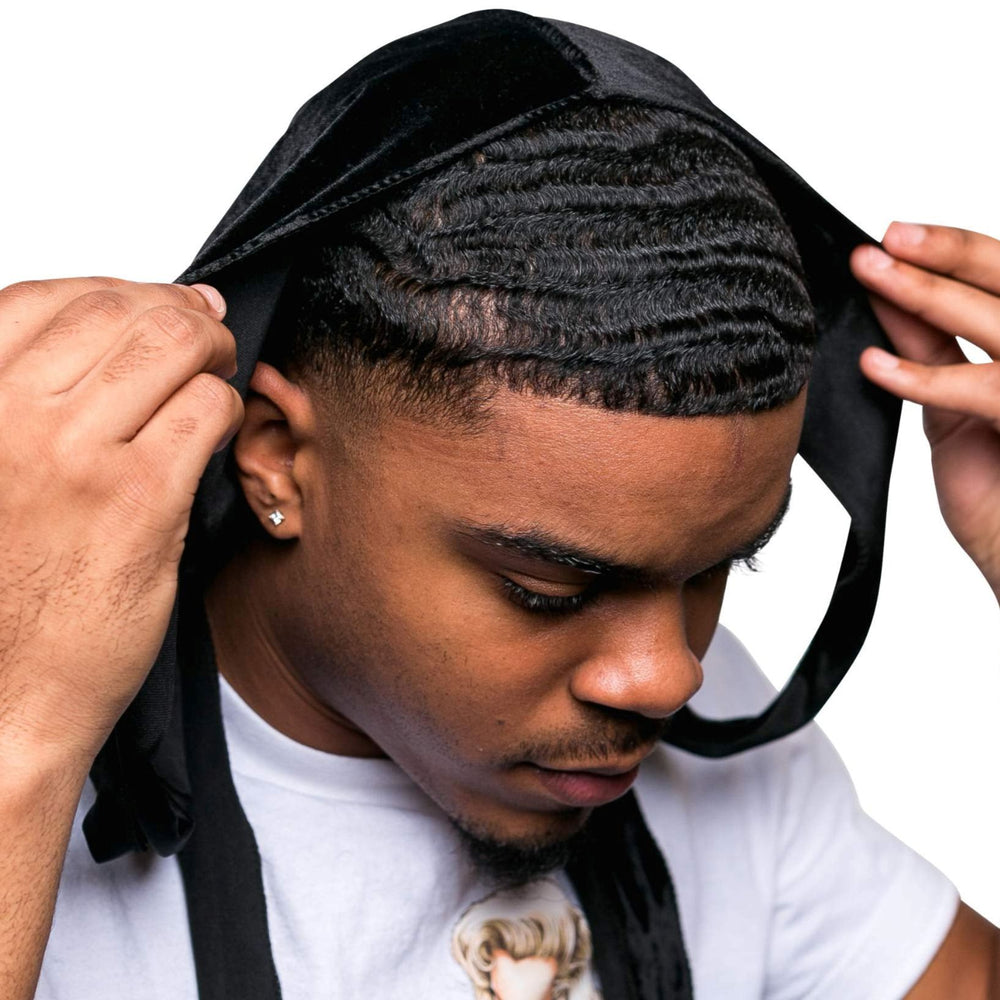 Durag Noir Velour vague wave homme chic 
