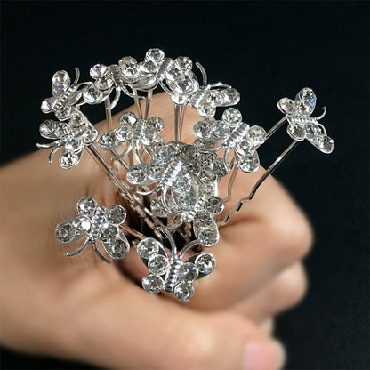 EPINGLE CHEVEUX FLEUR | PinceCristal™ - Papillon Brillant pour coiffure de mariage