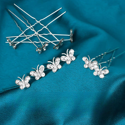 EPINGLE CHEVEUX FLEUR | PinceCristal™ - Papillon Brillant pour coiffure de mariage