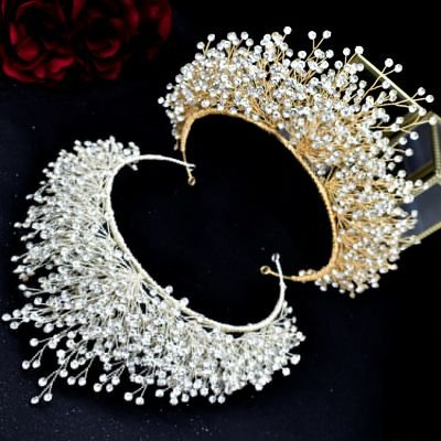 Accessoire pour Mariage Cheveux Luxe Maria diadème argent or 