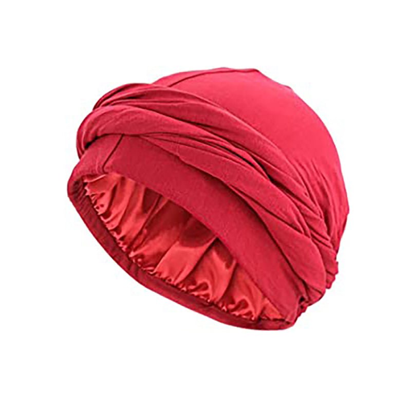BANDEAU CHEVEUX HOMME STYLE DURAG Elegant chic satin double foulard Rouge