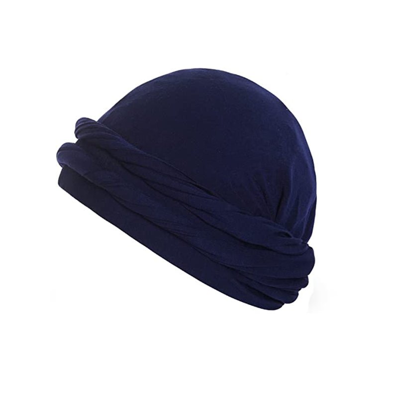BANDEAU CHEVEUX HOMME STYLE DURAG Elegant chic satin double foulard bleu