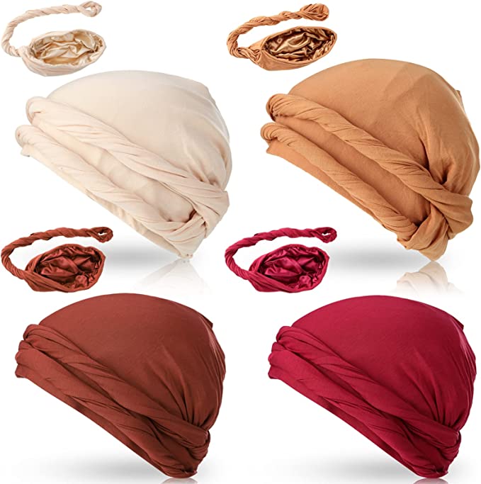 BANDEAU CHEVEUX HOMME STYLE DURAG Elegant chic satin double foulard vintage