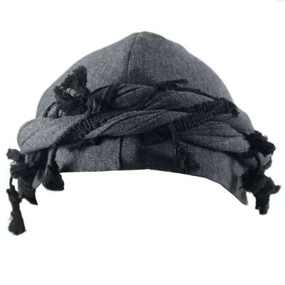BANDEAU CHEVEUX HOMME STYLE DURAG Saharien Vintage Élégant à Franges chic satin double noir foulard