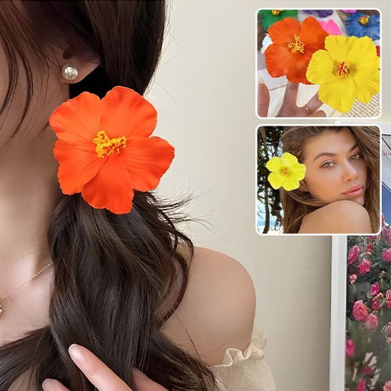 Barrette à cheveux fleur Hibiscus | Élégance NaturelleCheveux ponpon