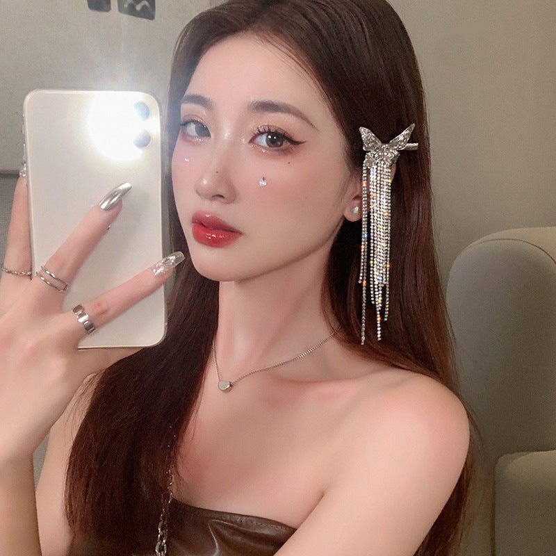 Barrette, Cheveux ,Femme, Chic - Noeud, de, Fête ,Noir,papillon,strass,