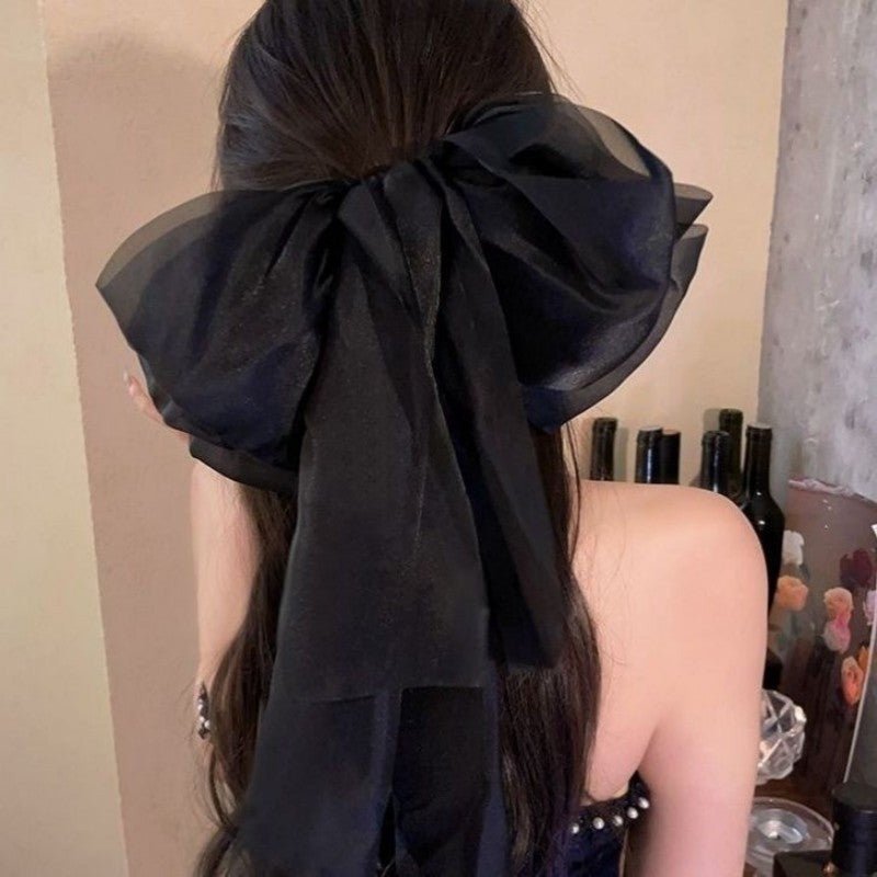 Barrette Cheveux Maxi-Noeud Organza XXLV aporeux Romance Nuptialle NOIR