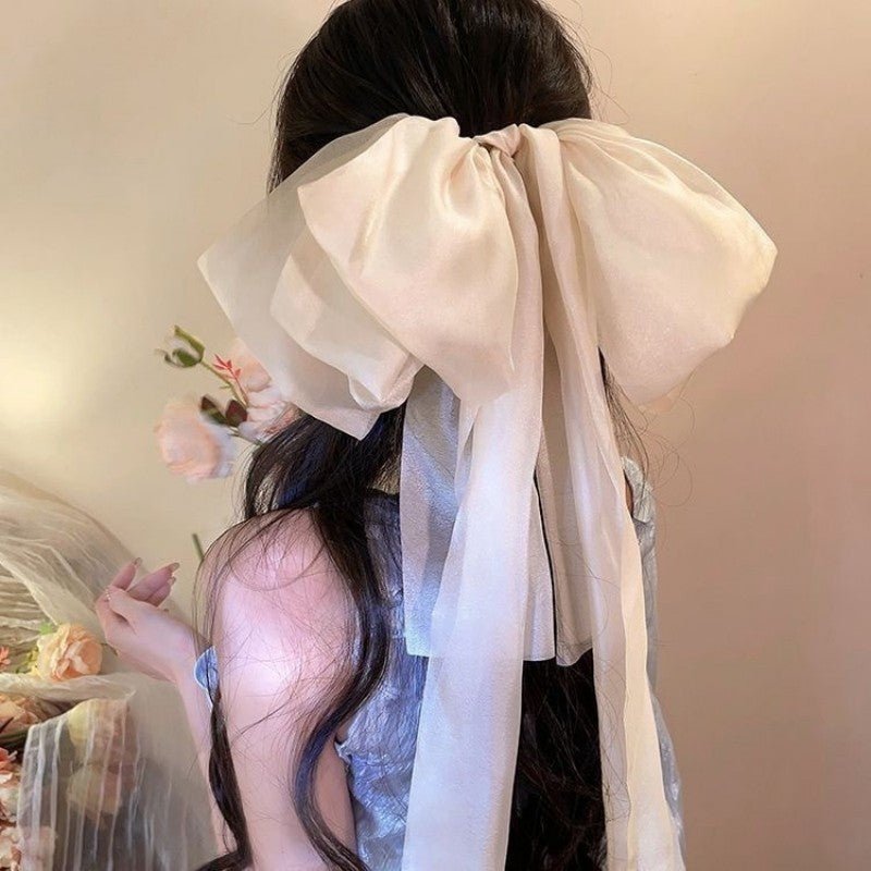 Barrette Cheveux Maxi-Noeud Organza XXLV aporeux Romance Nuptialle BLANC