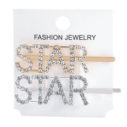Bobbypins  Diamant Parlant Message STAR cheveux femme or argent