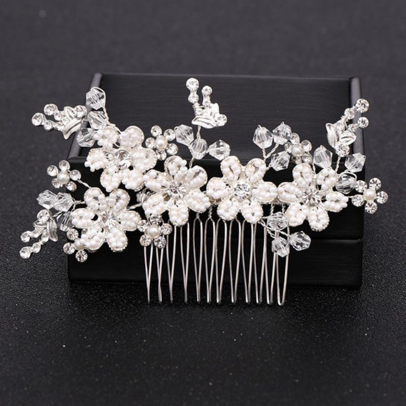 Broche à Cheveux Mariage | Peigne Cheveux Floral ScintillantCheveux ponpon