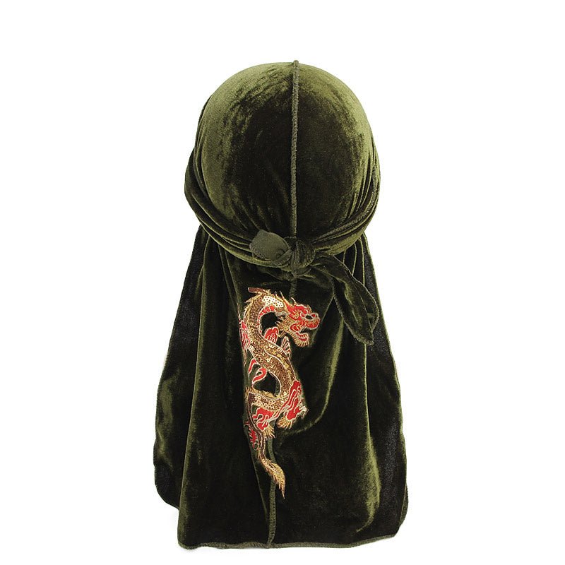 Durag-Dragon Rouge en Velour couleur vert cheveux vague wave homme femme