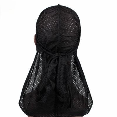 Durag - Respirant d'ete Noir turban bandeau homme femme sport anti transpirant