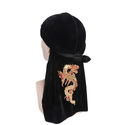 Durag - Dragon Rouge en Velours couleur noir vague wave homme femme