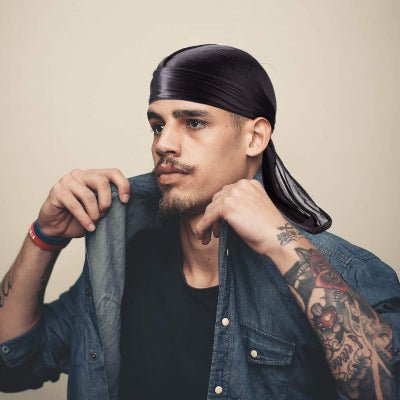 Durag Noir | Velouté - Cheveux ponpon