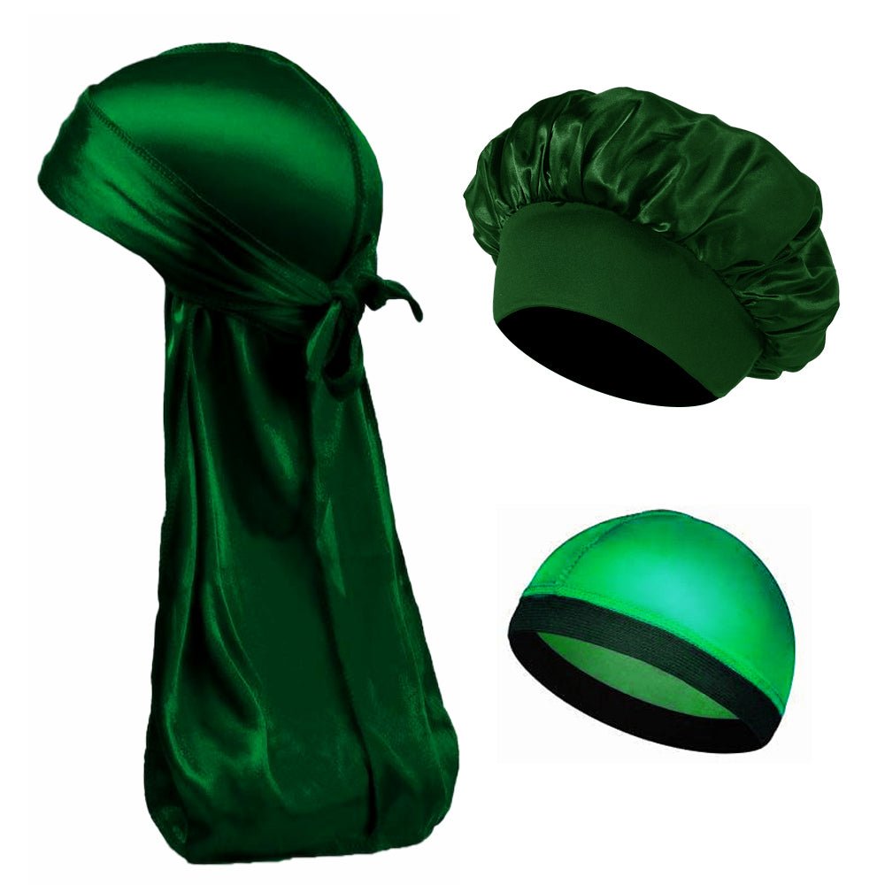 Durag Rag - Homme et Femme en Satin de Soie Syntetique Vert de Noel bonnet nuit cheveux protection