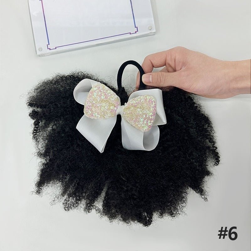 Elastique en Cheveux Faux pour Fillette Cheveux ponpon chouchou, scrunchie  blanc