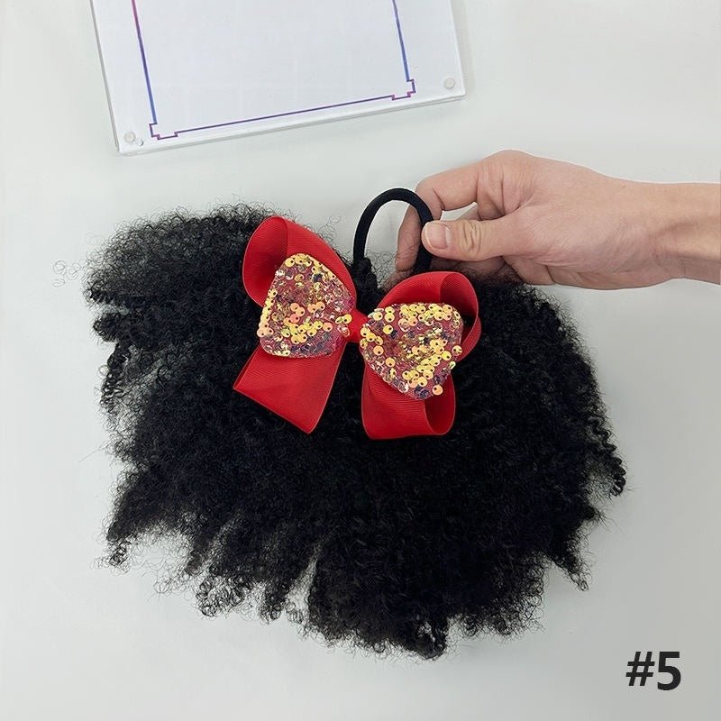 Elastique en Cheveux Faux pour Fillette Cheveux ponpon chouchou, scrunchie  rouge