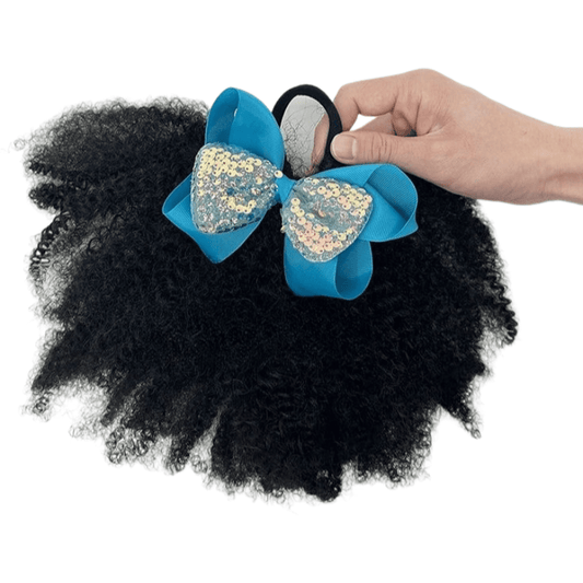 Elastique en Cheveux Faux pour Fillette Cheveux ponpon chouchou, scrunchie  bleu