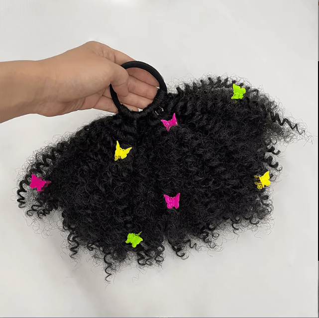 Elastique en Cheveux Faux pour Fillette Cheveux ponpon chouchou, scrunchie 