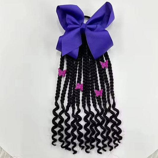 Elastique en Cheveux pour Fillette avec noeud bleu chouchou