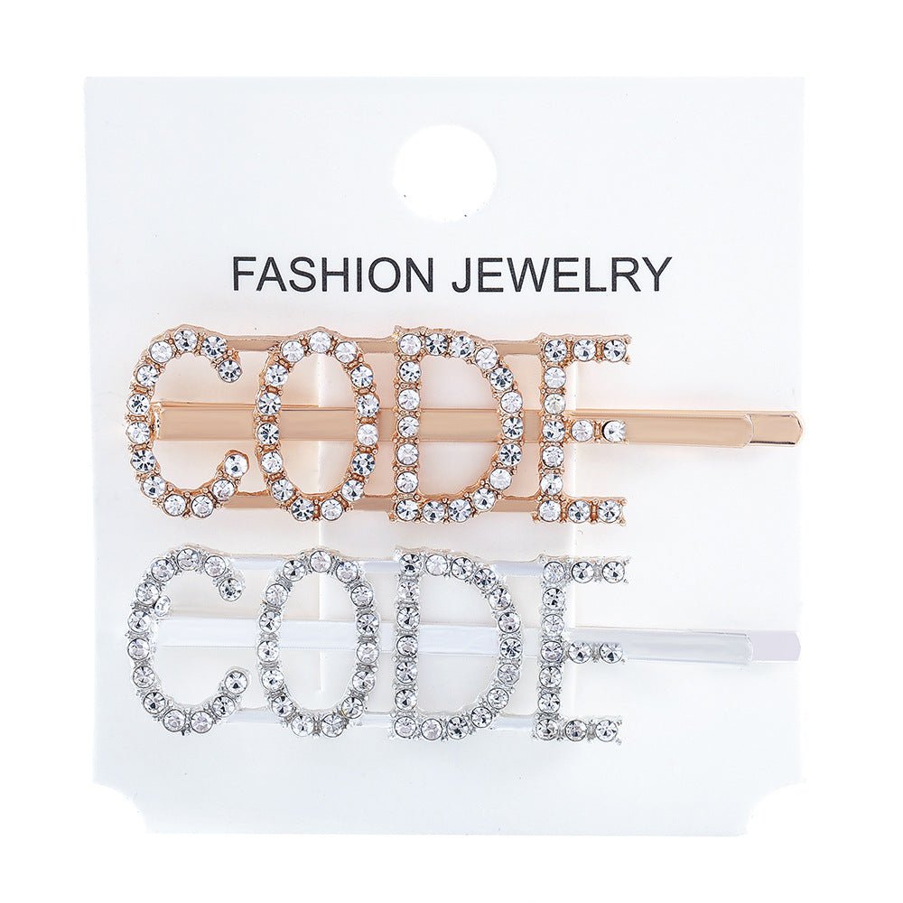 Bobbypins  Diamant Parlant message CODE argent OR anglais mot CHEVEUX epingle cheveux pince plate