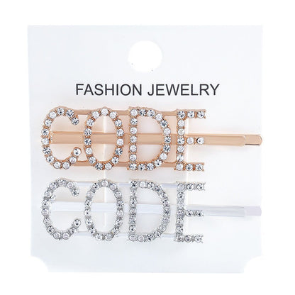 Bobbypins  Diamant Parlant message CODE argent OR anglais mot CHEVEUX epingle cheveux pince plate