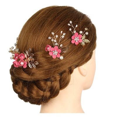 EPINGLES CHEVEUX FLEURS | LuxeRoyal™ - Rose Royal - Cheveux ponpon