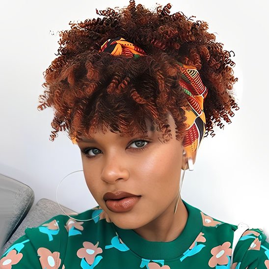 Perruque afro, bandeau avec cheveux afro , femme noir glamour, couleur marron