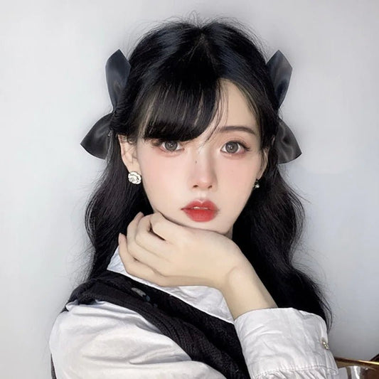PINCE À CHEVEUX PLATE | SatinBow™ - Noir - Cheveux ponpon