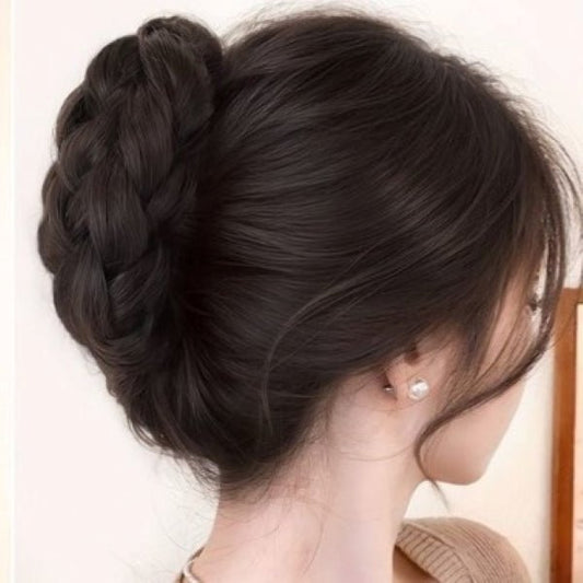 pince Crabe Chignon Postiche-tressé avec traine,Marron-Noir,coiffure,sophistiqué