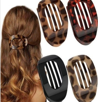 PINCE PLATE POUR CHEVEUX CHIGNON EMMALOVE sans motif femme fille leopard chic 