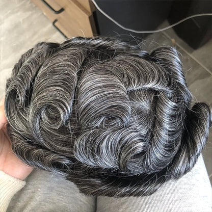 Postiche Calvitie homme , avec cheveux gris