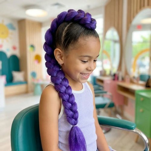 #cheveuxrumi, postiche,queue,de,cheval,violette,fillette,a,clips-coiffure,rumi, ponytail,violet claire,bleu