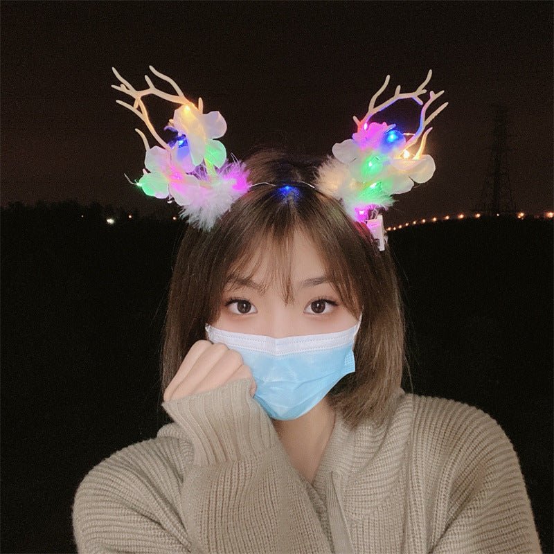 SERRE TETE Bois de Renne | Lumineux LEDCheveux ponpon