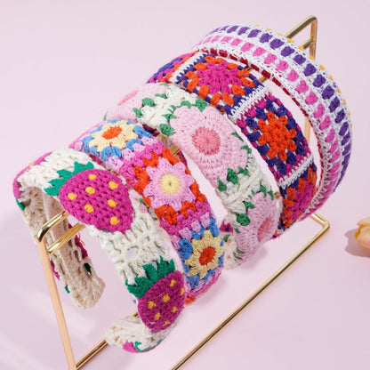 serre tete femme | tricote fraise rose vert tournesol