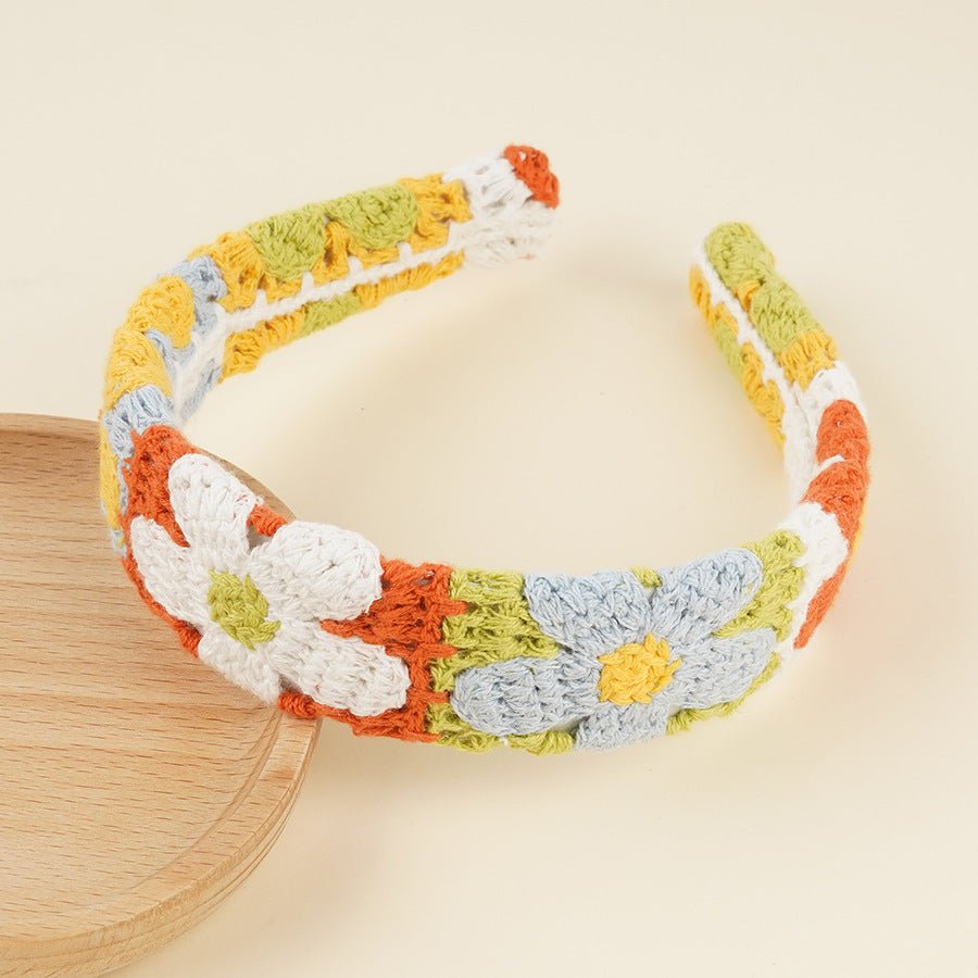 serre tete femme | tricote fraise rose vert tournesol