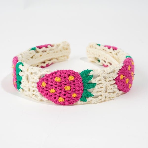serre tete femme | tricote fraise rose vert tournesol