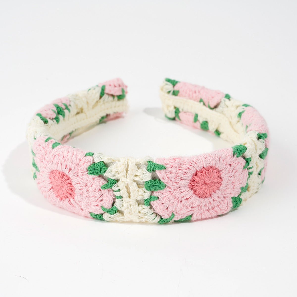serre tete femme | tricote fraise rose vert tournesol fleur rose chic