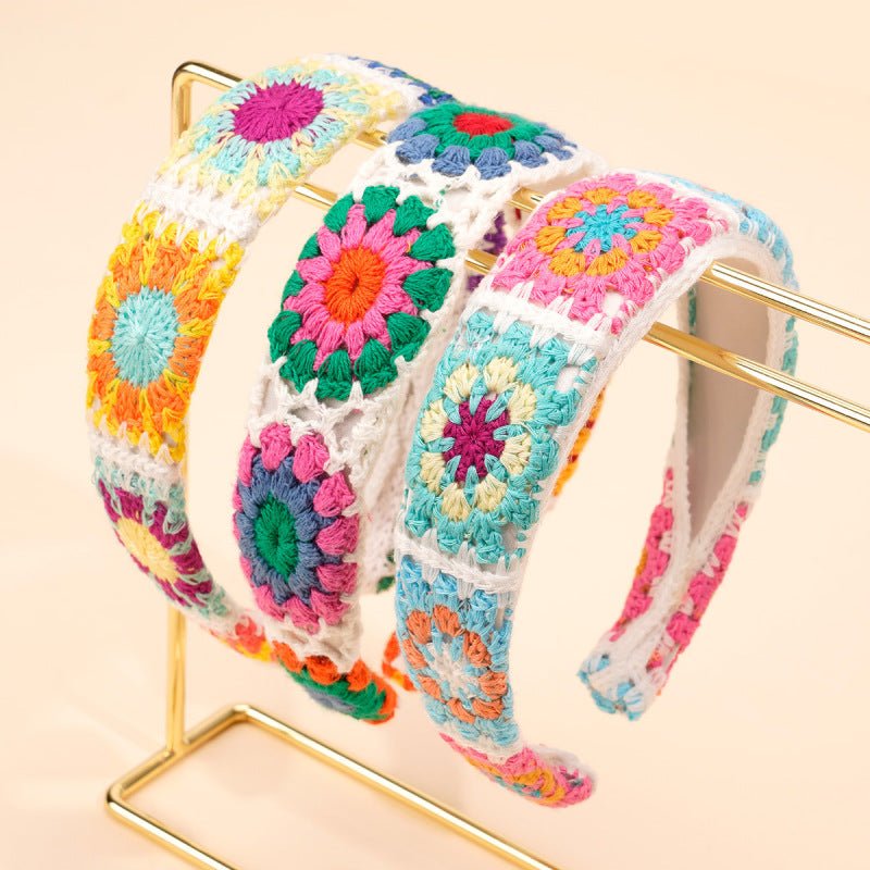 serre tete Femme | tricot  rose vert tournesol