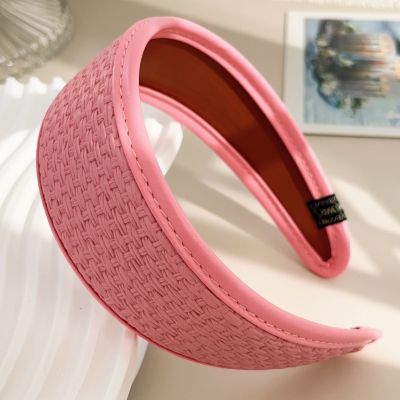 SERRE TETE LARGE Rembourré en Cuir PU - Style Rétro et Anti-Dérapant Rose Tissé chic glamour femme fille bandeau cheveux
