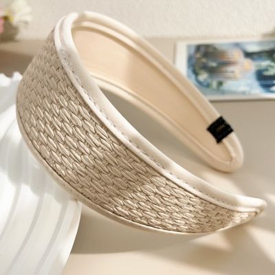 SERRE TETE LARGE Rembourré en Cuir PU - Style Rétro et Anti-Dérapant maron Tissé chic glamour femme fille bandeau cheveux
