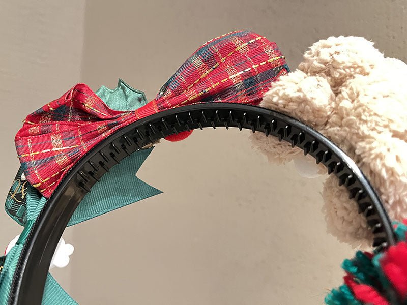 Serre-Tête Noël Ours en peluche antidérapant pour fillette headband joie Teddy, dent antiglisse