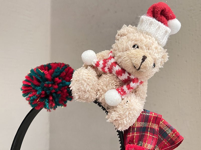 Serre-Tête Noël Ours en peluche antidérapant pour fillette headband joie Teddy